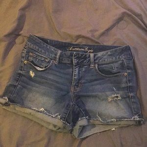 American eagle jean midi shorts